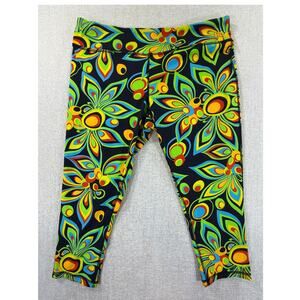 Loudmouth Women's XL Black Floral Print Capri Pants Golf Resort Casual Cropped